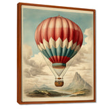 Retro Illustration Balloon Over Mountains - Hot Air Balloon Canvas Wall Art