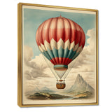 Retro Illustration Balloon Over Mountains - Hot Air Balloon Canvas Wall Art
