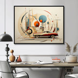 Mid Century Red Car Geometrics - Car Vintage Canvas Wall Art
