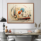 Mid Century Red Car Geometrics - Car Vintage Canvas Wall Art