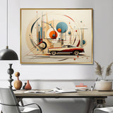 Mid Century Red Car Geometrics - Car Vintage Canvas Wall Art