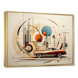 Mid Century Red Car Geometrics - Car Vintage Canvas Wall Art