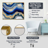 Modern blue goldn Wave Symphony II - Abstract Canvas Wall Art