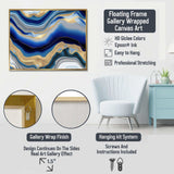 Beige Blue Gold Ocean Storm V - Abstract Canvas Wall Art