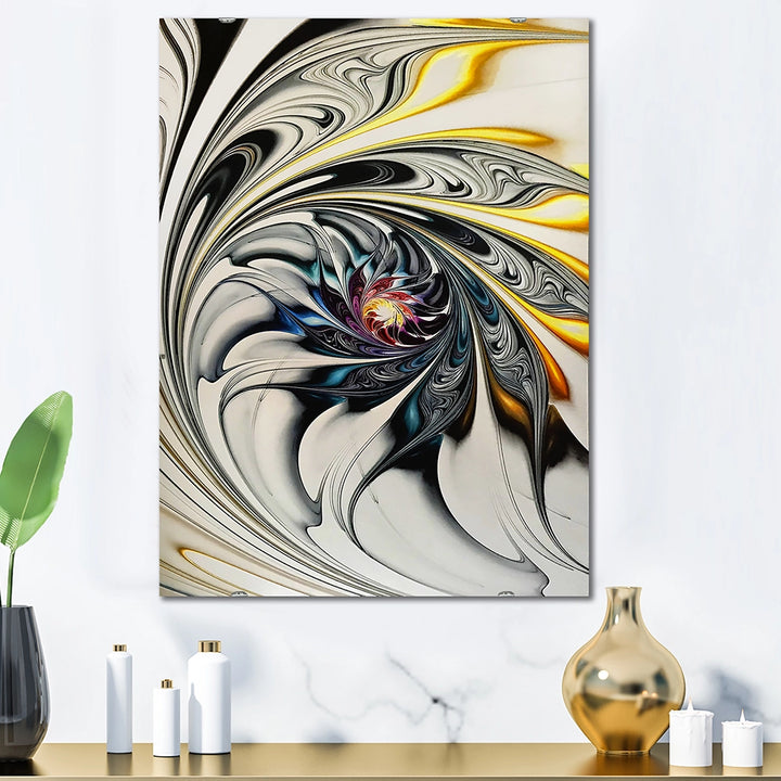 Abstract Accent Wall Mirror - White Stained Glass Floral Art