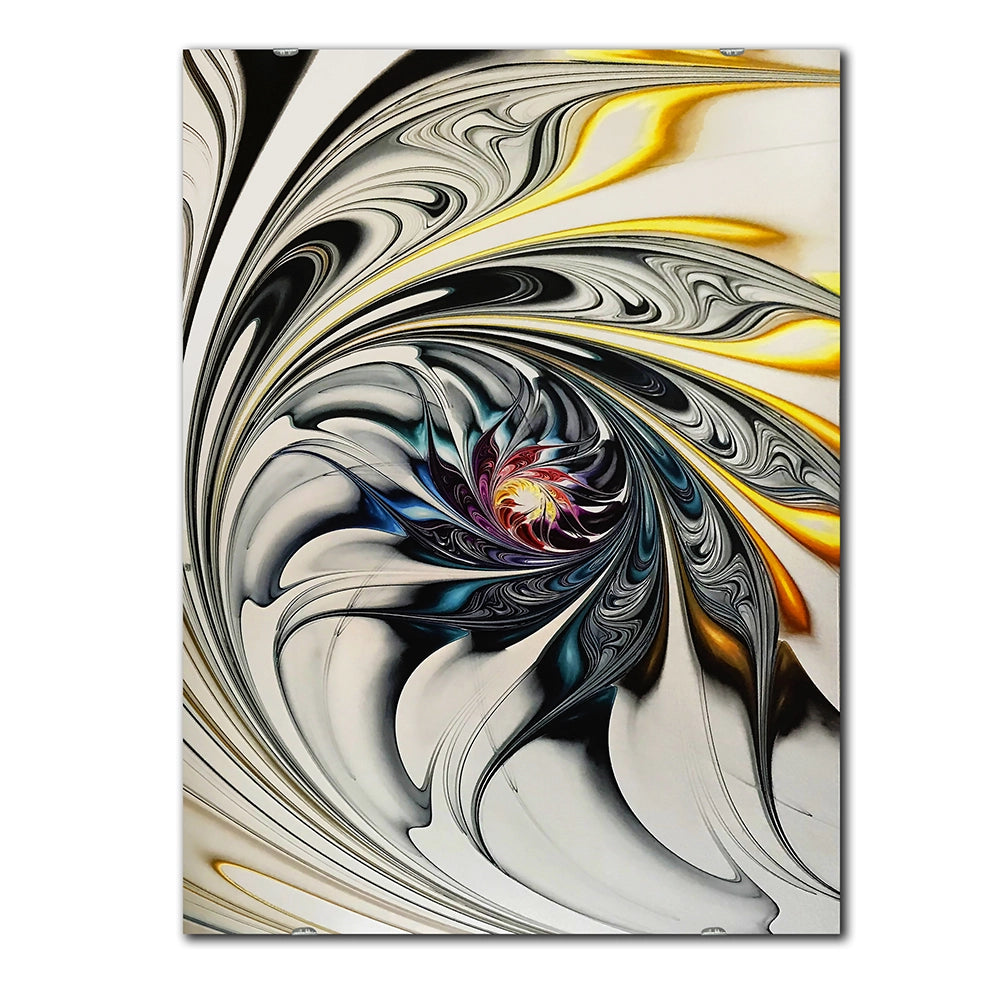 Abstract Accent Wall Mirror - White Stained Glass Floral Art