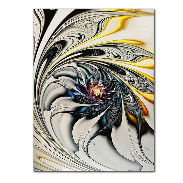 Abstract Accent Wall Mirror - White Stained Glass Floral Art