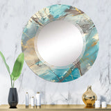 Abstract Large Wall Mirror - Mineral Landscape in Blue, Cream and Brown - Round Mirror