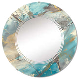 Abstract Large Wall Mirror - Mineral Landscape in Blue, Cream and Brown - Round Mirror