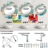 Abstract Large Wall Mirror - Mineral Landscape in Blue, Cream and Brown - Round Mirror