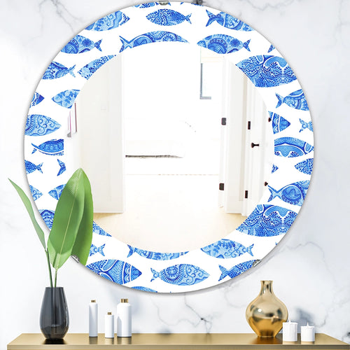 Fish Wall Mirror - Seamless pattern with fishes - Decorative Mirror