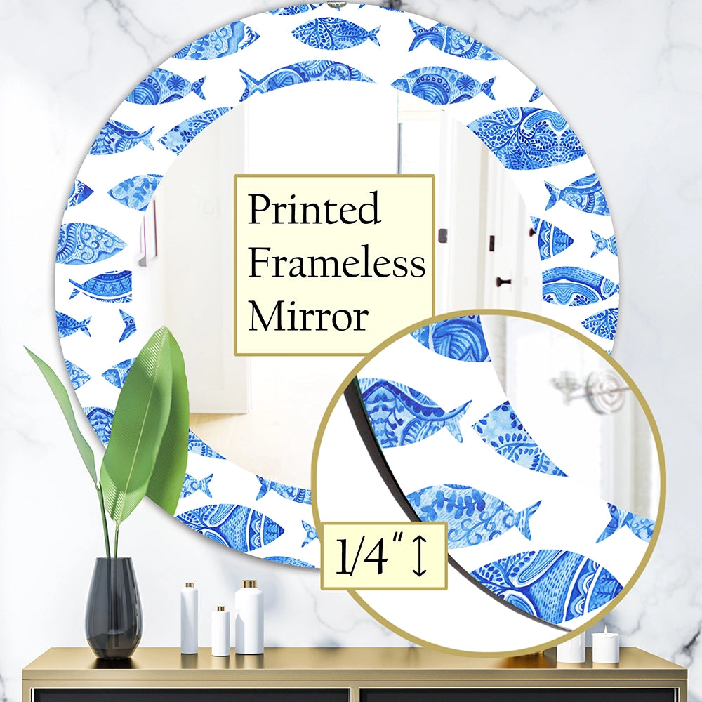 Fish Wall Mirror - Seamless pattern with fishes - Decorative Mirror