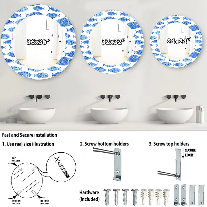 Fish Wall Mirror - Seamless pattern with fishes - Decorative Mirror