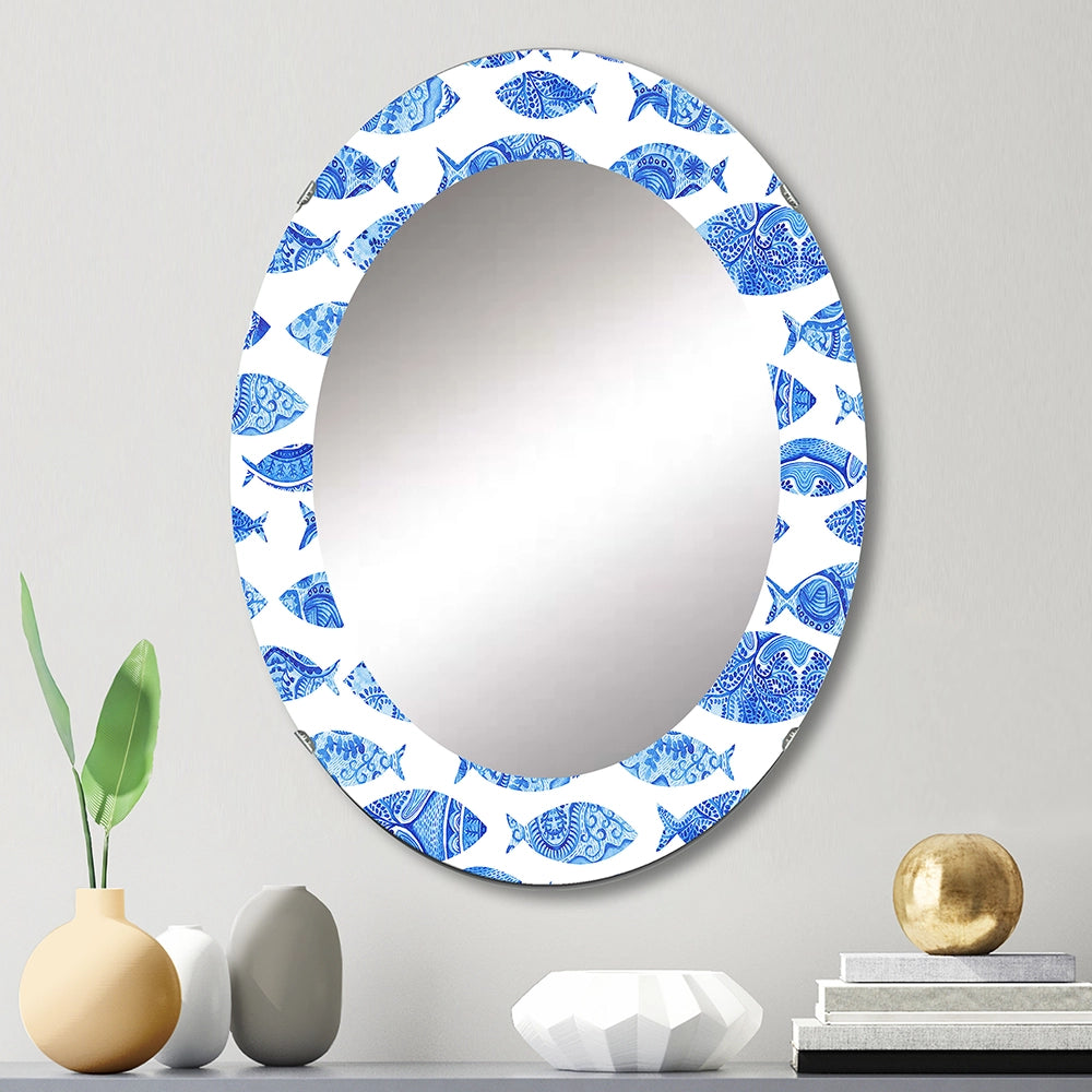 Fish Wall Mirror - Seamless pattern with fishes - Decorative Mirror