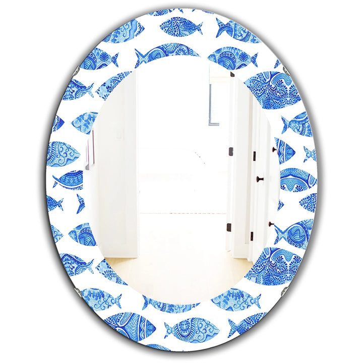 Fish Wall Mirror - Seamless pattern with fishes - Decorative Mirror