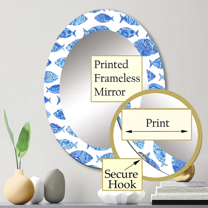 Fish Wall Mirror - Seamless pattern with fishes - Decorative Mirror