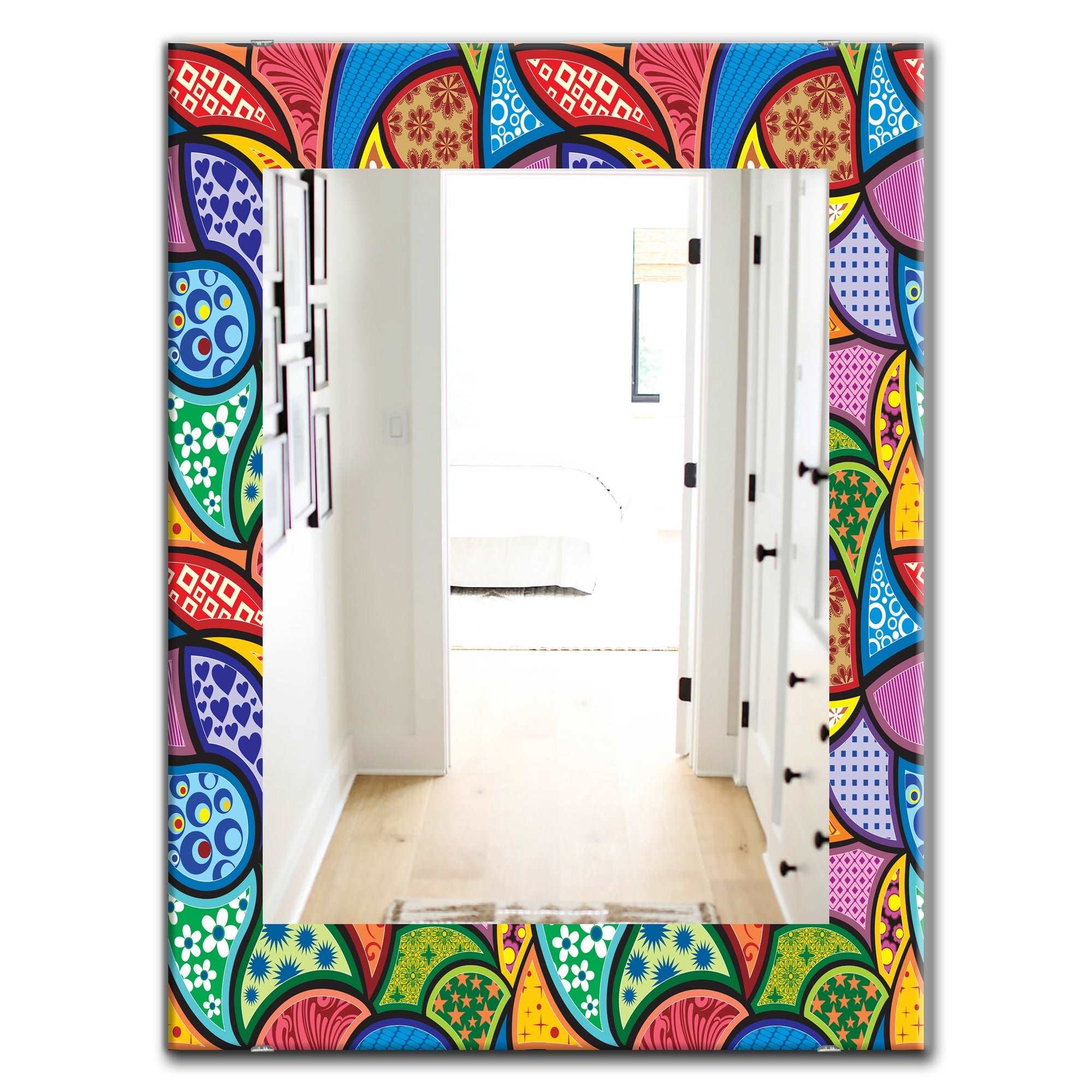 Abstract Colorful Pattern' Bohemian & Eclectic Mirror - Oval or Round Wall Mirror 24x36