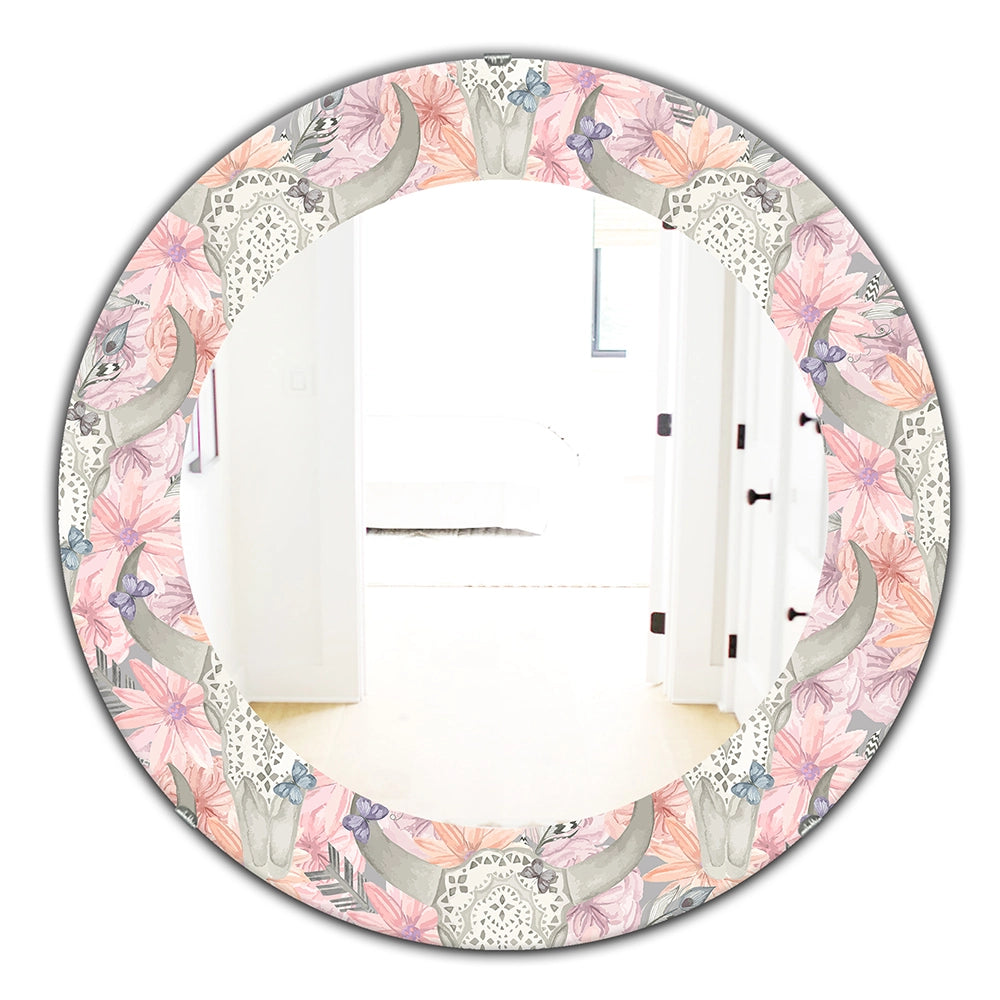 Bohemian Decorative Mirror - Pink Blossom - Large Wall Mirror