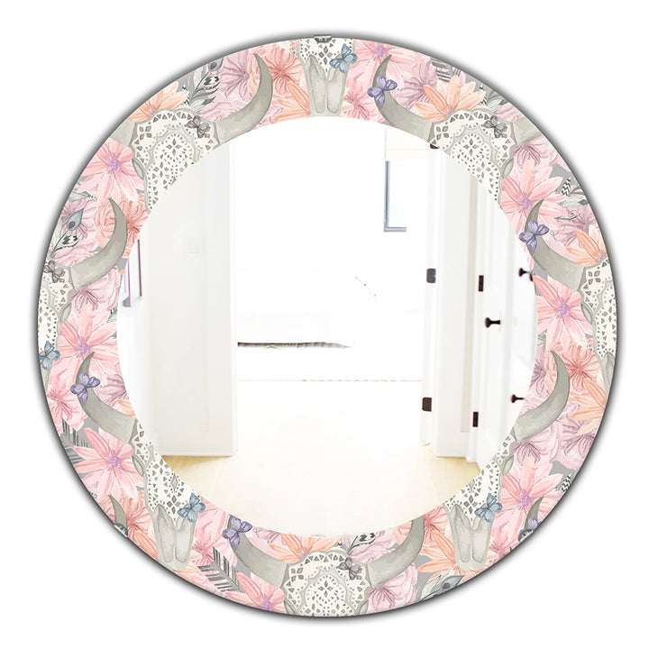 Bohemian Decorative Mirror - Pink Blossom - Large Wall Mirror