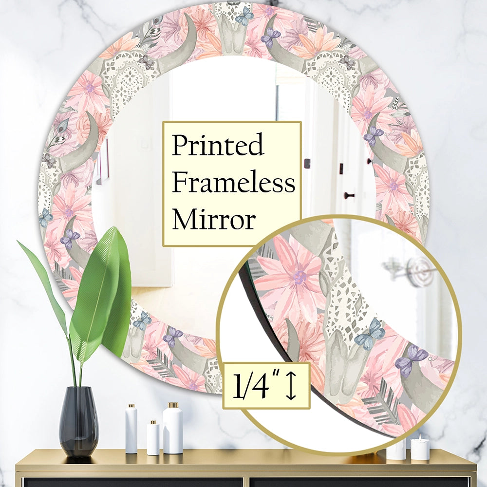 Bohemian Decorative Mirror - Pink Blossom - Large Wall Mirror