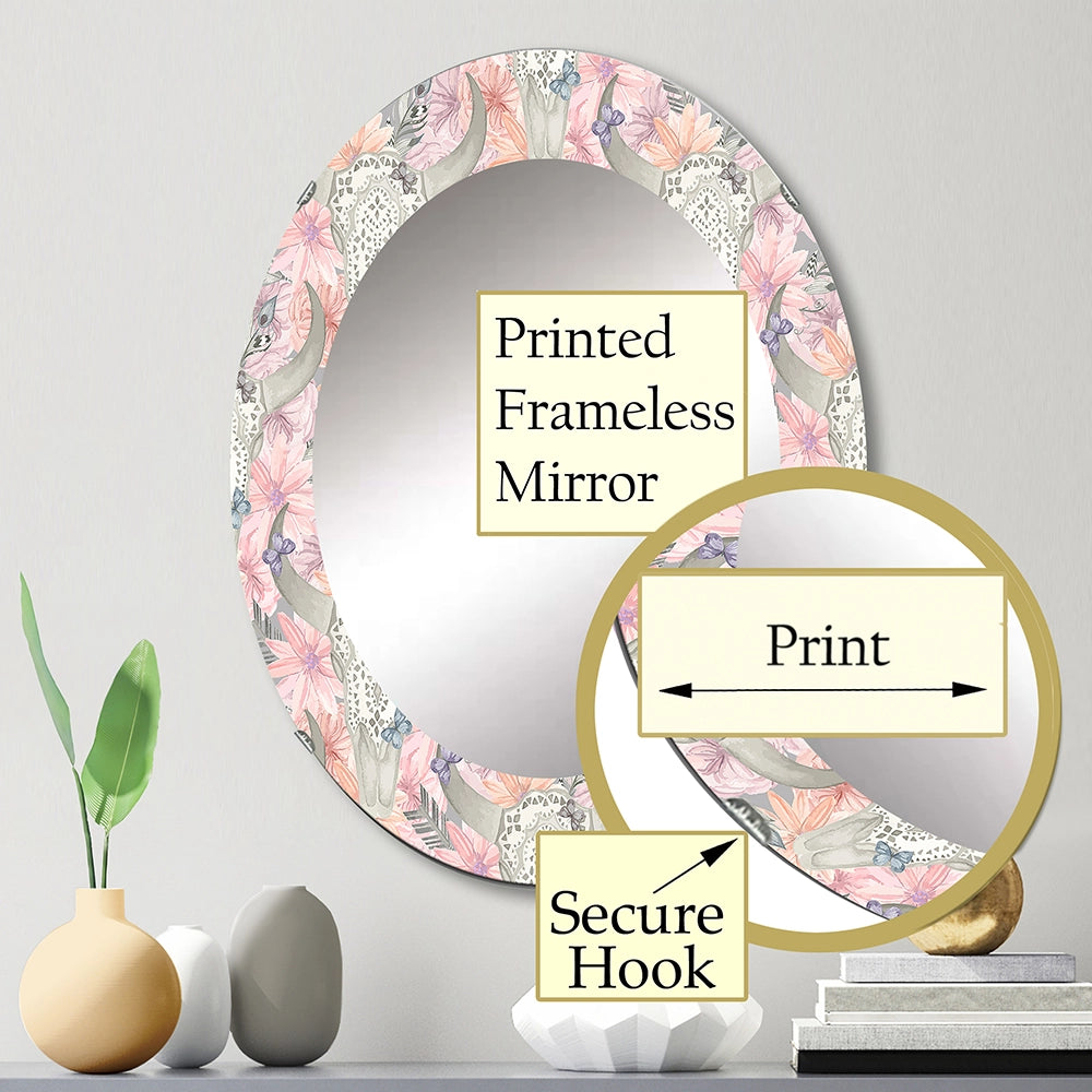 Bohemian Decorative Mirror - Pink Blossom - Large Wall Mirror