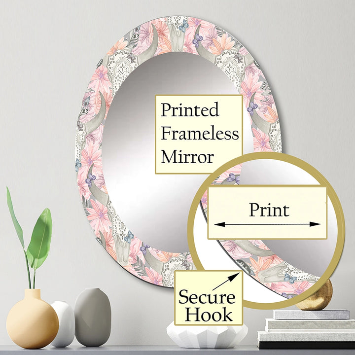 Bohemian Decorative Mirror - Pink Blossom - Large Wall Mirror