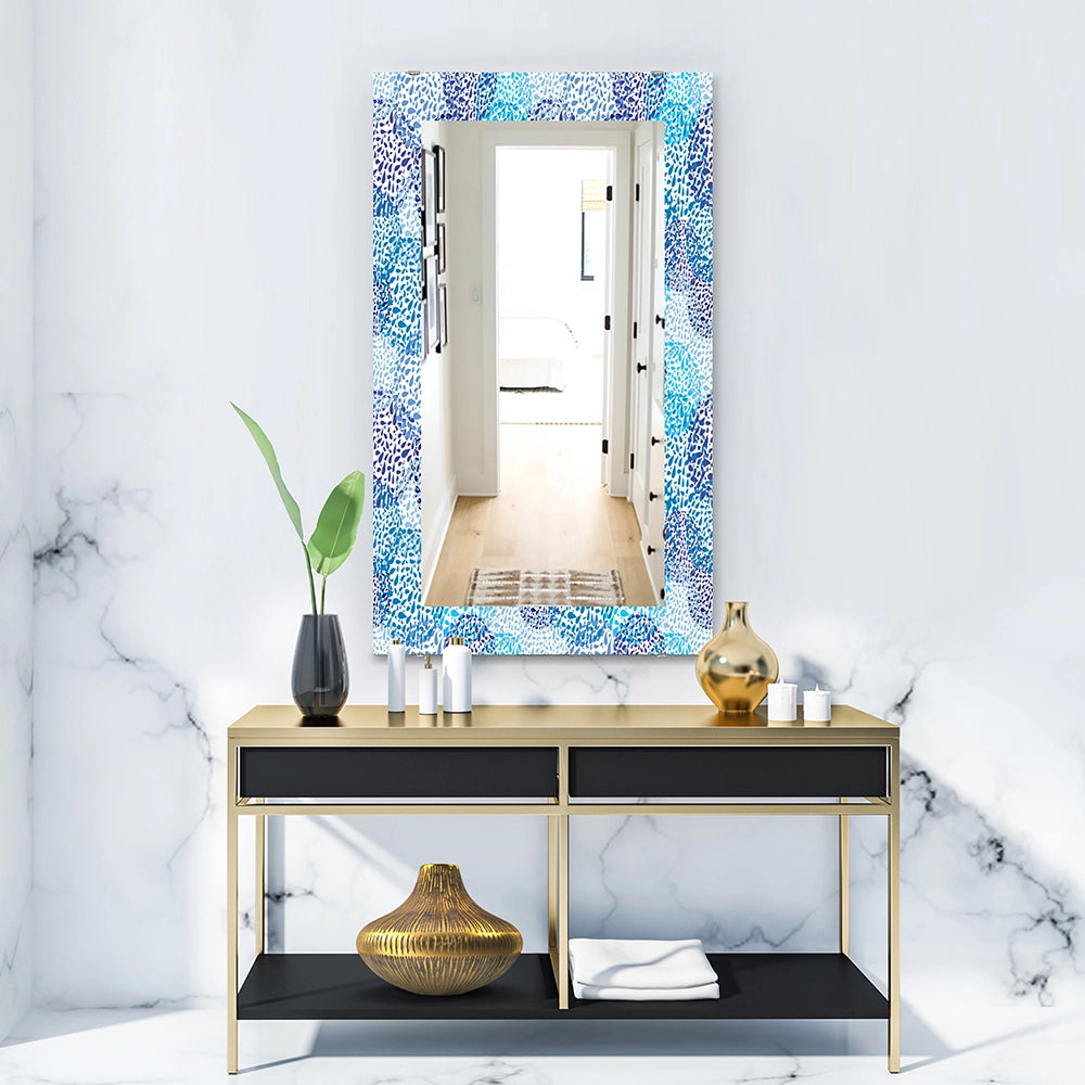Abstract Rectangle Wall Mirror - Sea Motif Pattern - Large Mirror