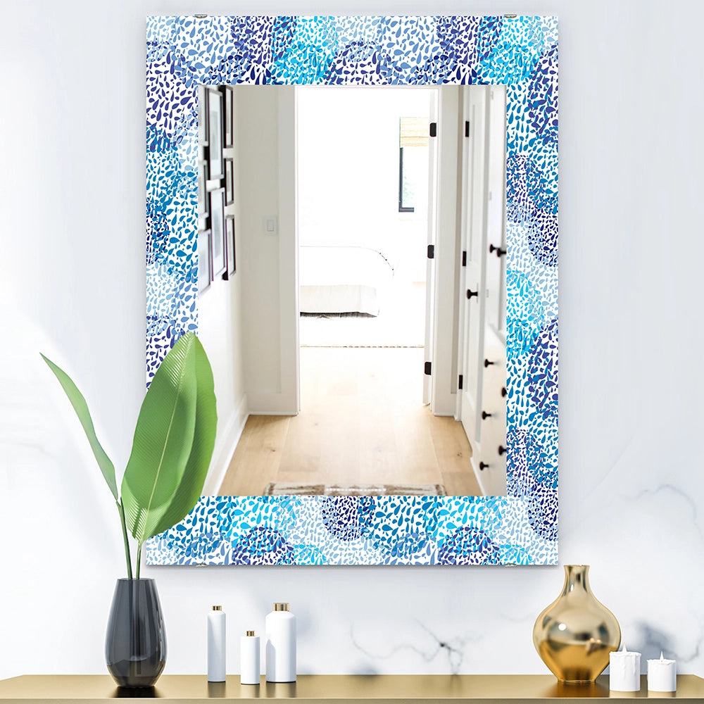 Abstract Rectangle Wall Mirror - Sea Motif Pattern - Large Mirror