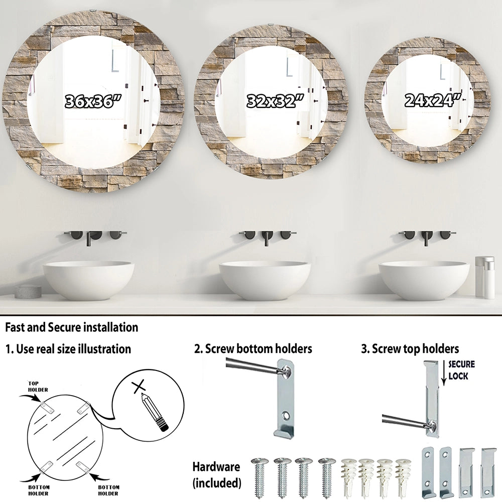Rustic Stone Wall Mirror - Stone - Decorative Mirror