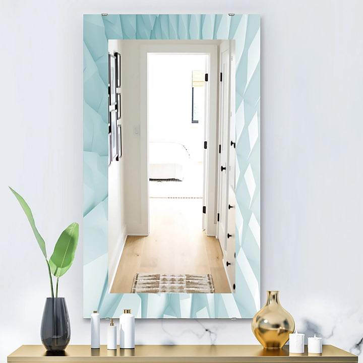 Modern Metal Wall Mirror - Light Blue Waves - Rectangle Mirror