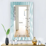 Modern Metal Wall Mirror - Light Blue Waves - Rectangle Mirror