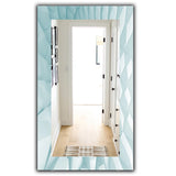 Modern Metal Wall Mirror - Light Blue Waves - Rectangle Mirror
