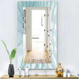 Modern Metal Wall Mirror - Light Blue Waves - Rectangle Mirror
