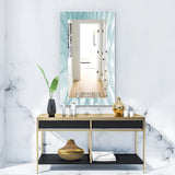 Modern Metal Wall Mirror - Light Blue Waves - Rectangle Mirror