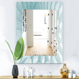 Modern Metal Wall Mirror - Light Blue Waves - Rectangle Mirror