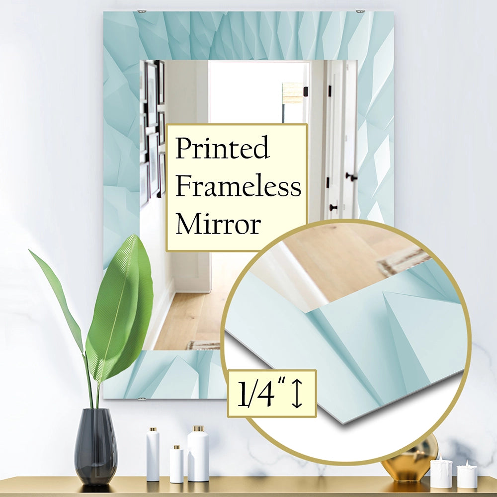 Modern Metal Wall Mirror - Light Blue Waves - Rectangle Mirror