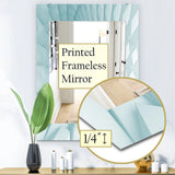 Modern Metal Wall Mirror - Light Blue Waves - Rectangle Mirror