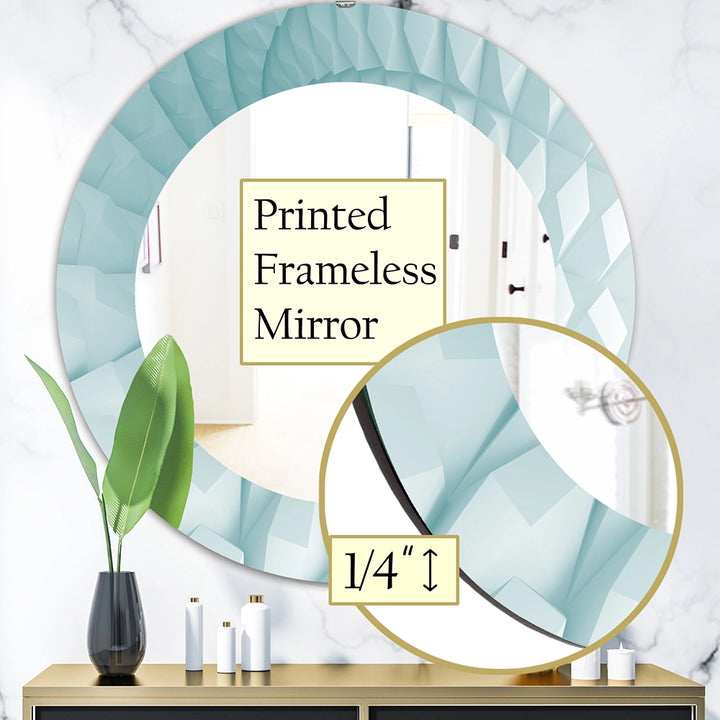 Modern Large Wall Mirror - Light Blue Waves - Round Mirror