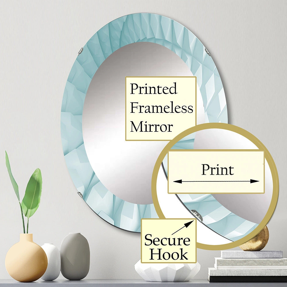 Modern Large Wall Mirror - Light Blue Waves - Round Mirror