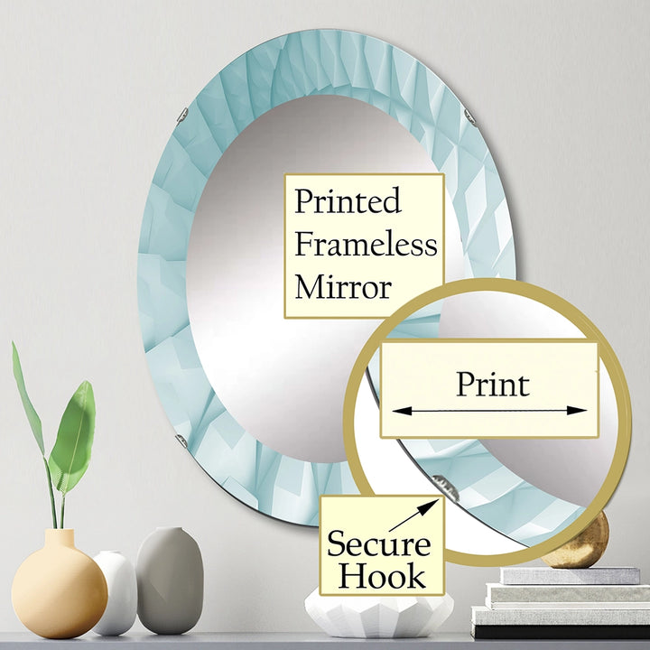 Modern Large Wall Mirror - Light Blue Waves - Round Mirror
