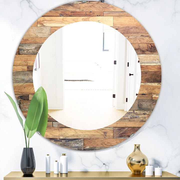 Rustic Decorative Mirror - Brown Wood Texture - Large Wall Mirror