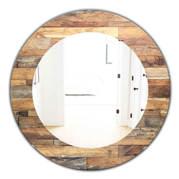Rustic Decorative Mirror - Brown Wood Texture - Large Wall Mirror