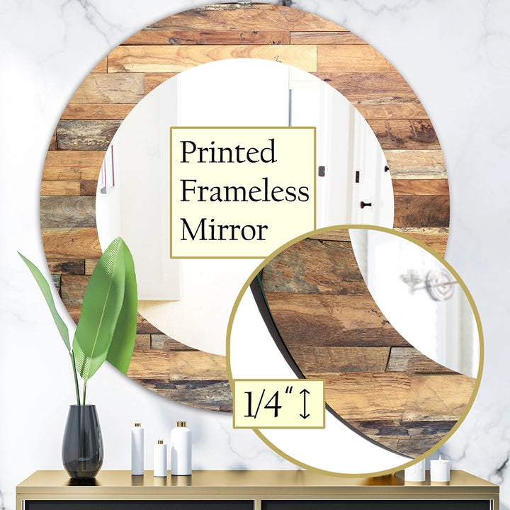Rustic Decorative Mirror - Brown Wood Texture - Large Wall Mirror