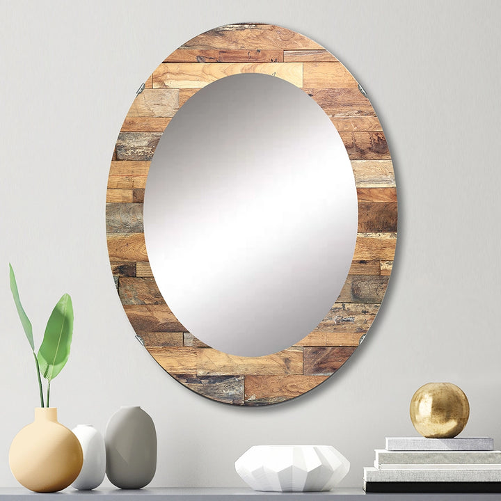 Rustic Decorative Mirror - Brown Wood Texture - Large Wall Mirror