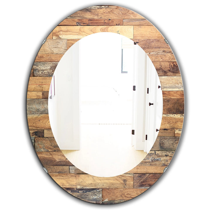 Rustic Decorative Mirror - Brown Wood Texture - Large Wall Mirror