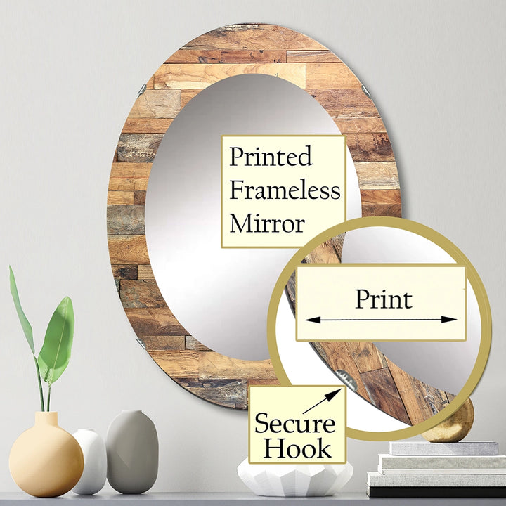 Rustic Decorative Mirror - Brown Wood Texture - Large Wall Mirror