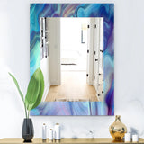 Modern Rectangle Decorative Mirror - Marbled Colours in Shades of Turquoise and Purple - Accent Mirror