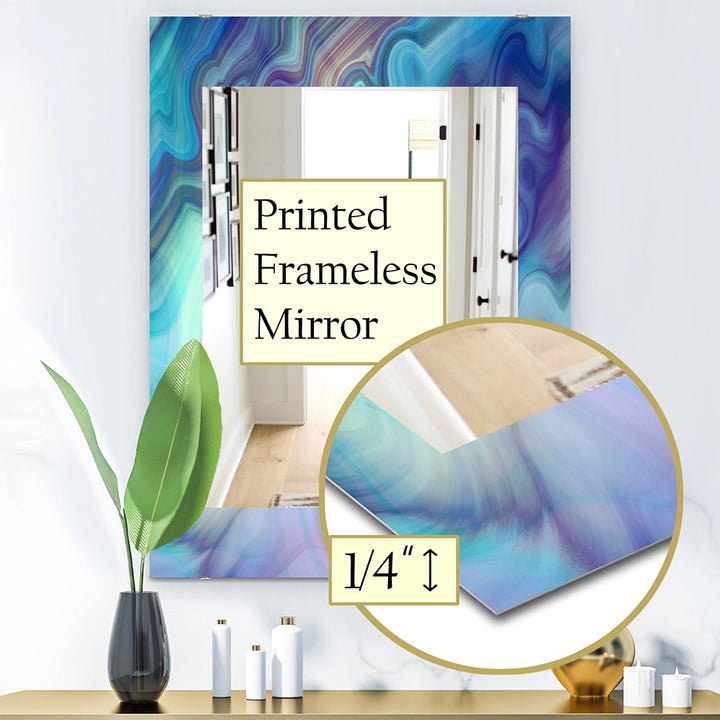 Modern Rectangle Decorative Mirror - Marbled Colours in Shades of Turquoise and Purple - Accent Mirror