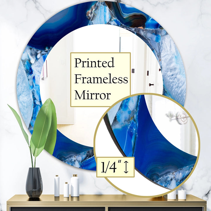 Mid-Century Modern Wall Mirror - Blue Agate Geode - Decorative Mirror