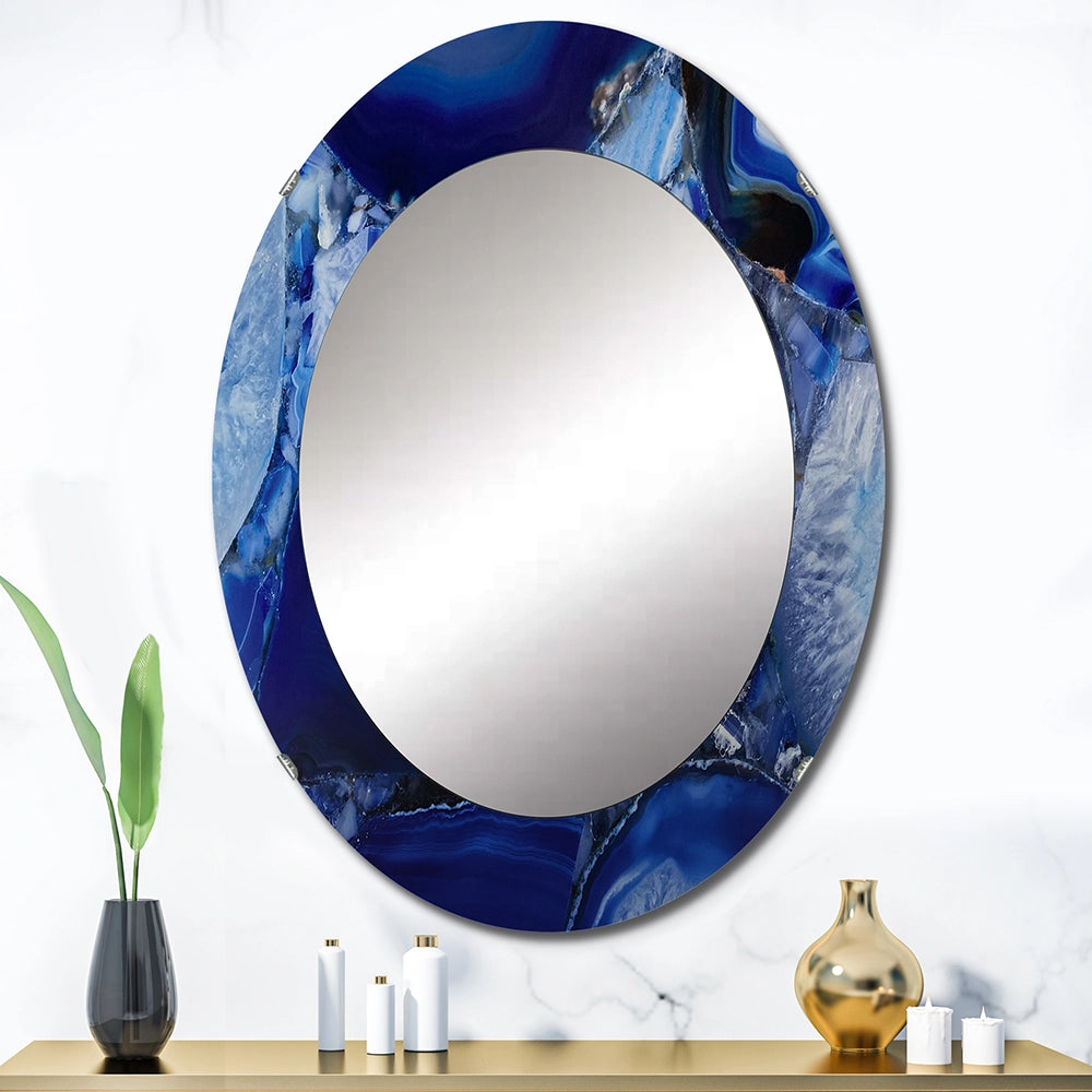 Mid-Century Modern Wall Mirror - Blue Agate Geode - Decorative Mirror